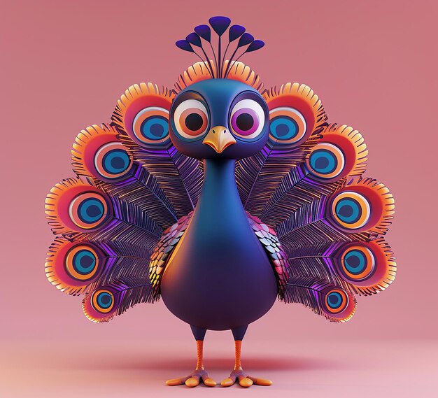 Foto foto renderizada en 3d del pavo real