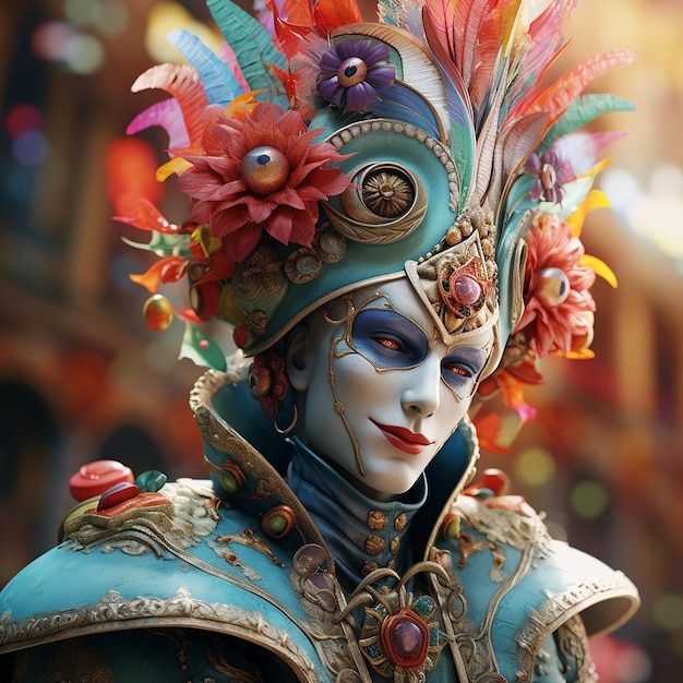 Foto renderizada en 3D del personaje del carnaval