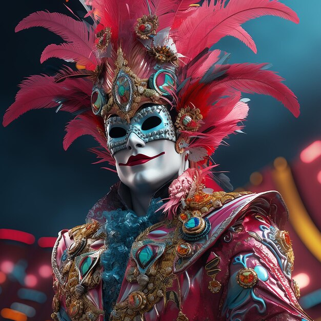 Foto renderizada en 3D del personaje del carnaval