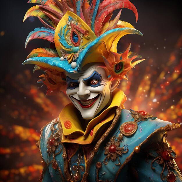 Foto renderizada en 3D del personaje del carnaval