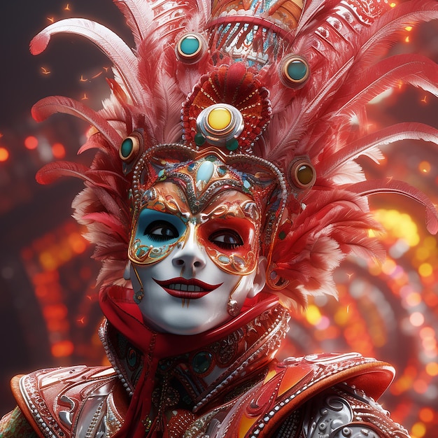 Foto renderizada en 3D del personaje del carnaval