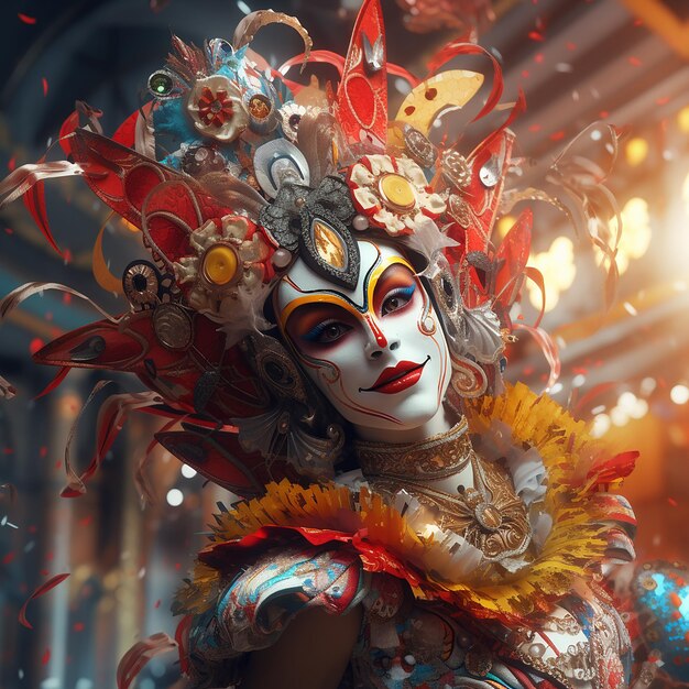 Foto renderizada en 3D del personaje del carnaval