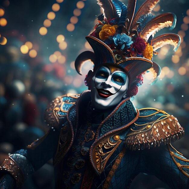 Foto renderizada en 3D del personaje del carnaval