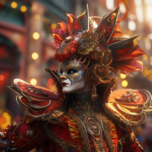 Foto renderizada en 3D del personaje del carnaval