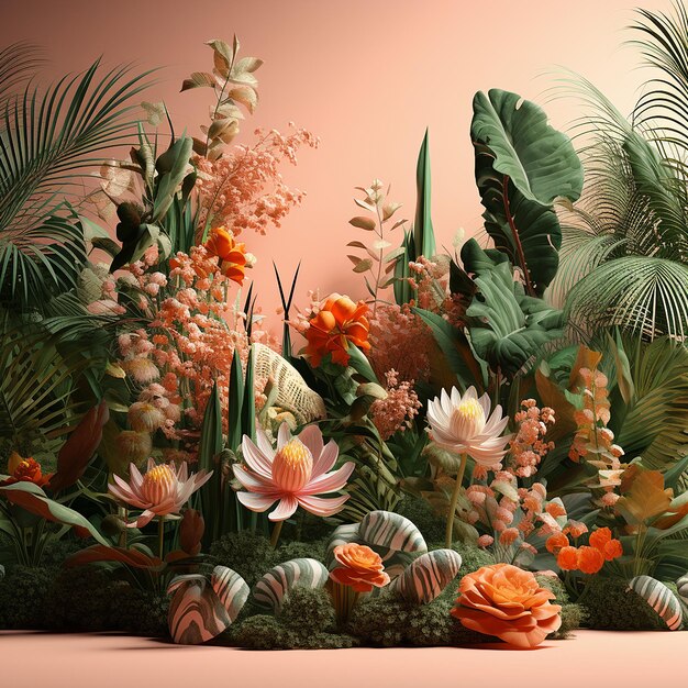 Foto renderizada en 3D de las plantas