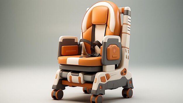 Foto renderizada en 3D de un sofá y una silla en un fondo plano