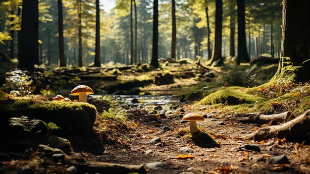 Foto renderizada en 3D de la temporada de otoño en la jungla