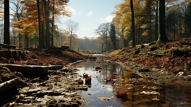 Foto renderizada en 3D de la temporada de otoño en la jungla