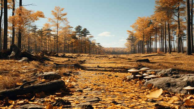 Foto renderizada en 3D de la temporada de otoño en la jungla