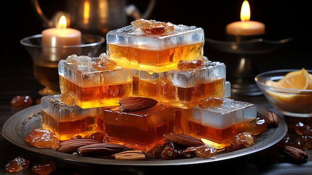 una foto renderizada en 3D de varias variedades de dulces