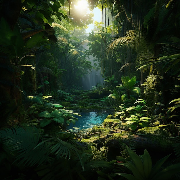 Foto renderizada em 3D da selva