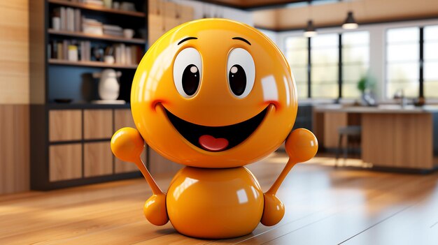 Foto renderizada em 3D de um design de sorriso de desenho animado bonito