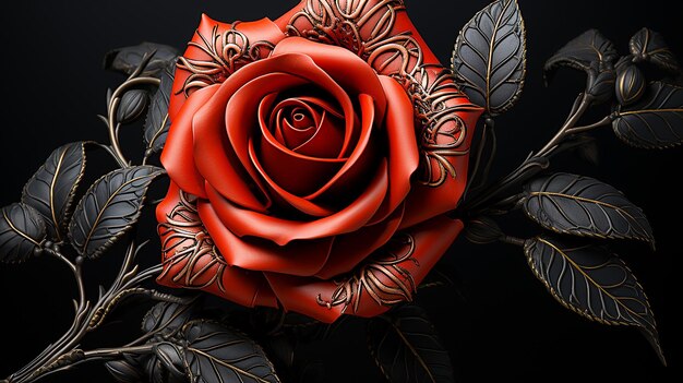 Foto renderizada em 3D de um lindo design de rosa