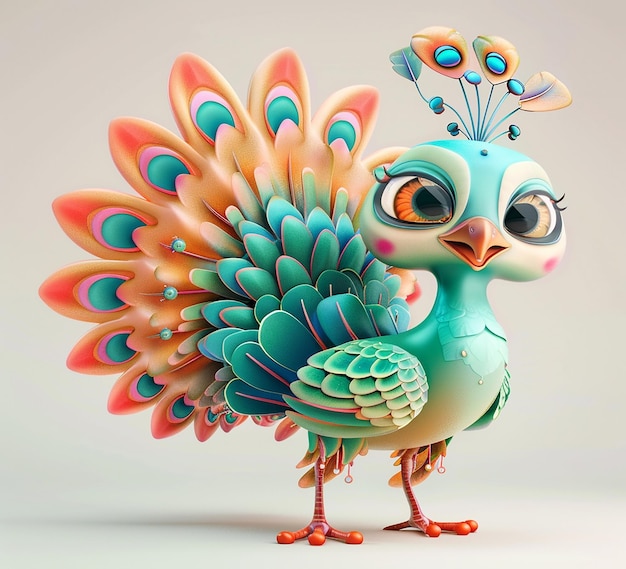 Foto renderizada em 3D de um pavão