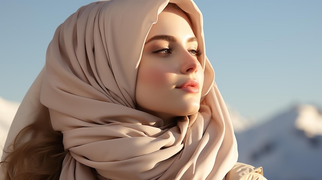 Foto renderizada em 3D de uma linda garota hijab