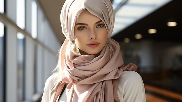 Foto renderizada em 3D de uma linda garota hijab