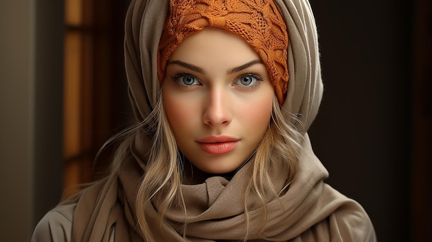 Foto renderizada em 3D de uma linda garota hijab