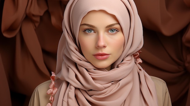 Foto renderizada em 3D de uma linda garota hijab