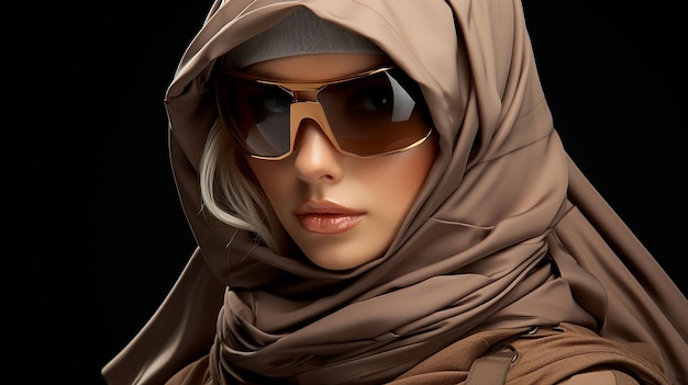 Foto renderizada em 3D de uma linda garota hijab