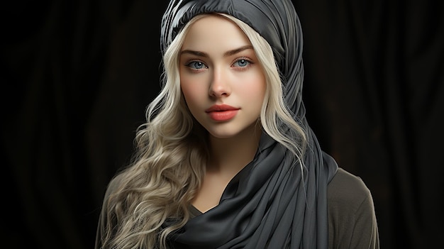 Foto renderizada em 3D de uma linda garota hijab