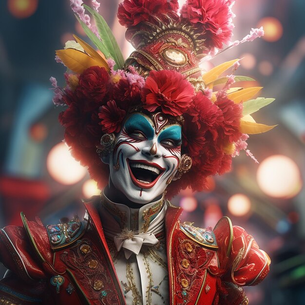 Foto renderizada em 3D do personagem do carnaval