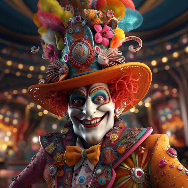 Foto renderizada em 3D do personagem do carnaval