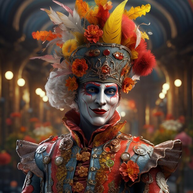 Foto renderizada em 3D do personagem do carnaval