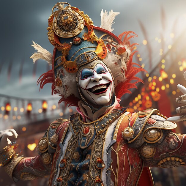 Foto renderizada em 3D do personagem do carnaval