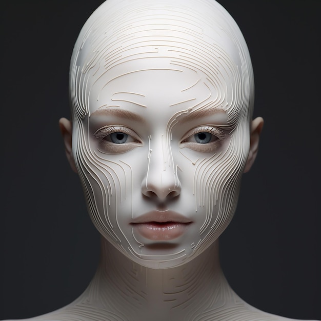 Foto renderizada em 3D do rosto humano com maquiagem