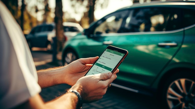 Una foto de una reserva móvil de alquiler de coches