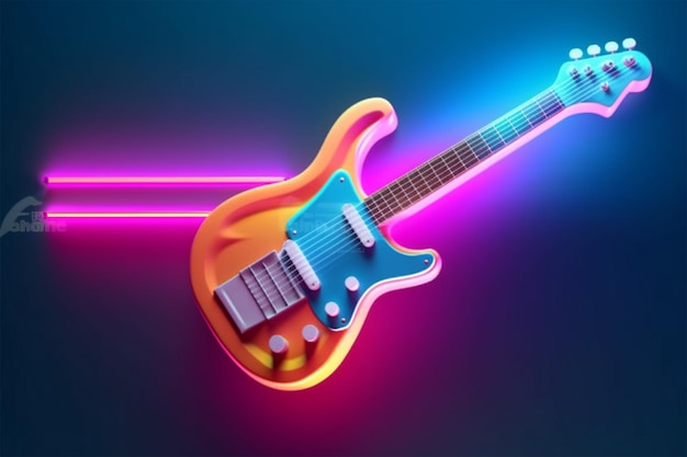 foto resumen dibujos animados guitarra eléctrica web icono firmar 3d