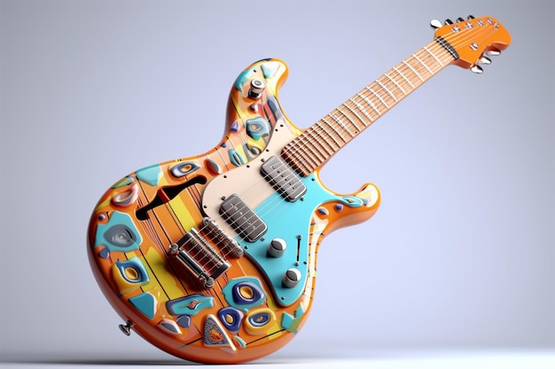 foto resumo dos desenhos animados guitarra elétrica ícone da web sinal 3d