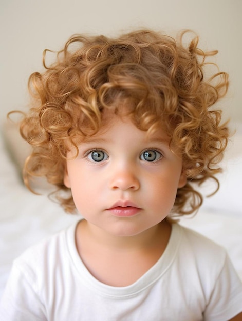 Foto de retrato de un bebé belga de cabello ondulado