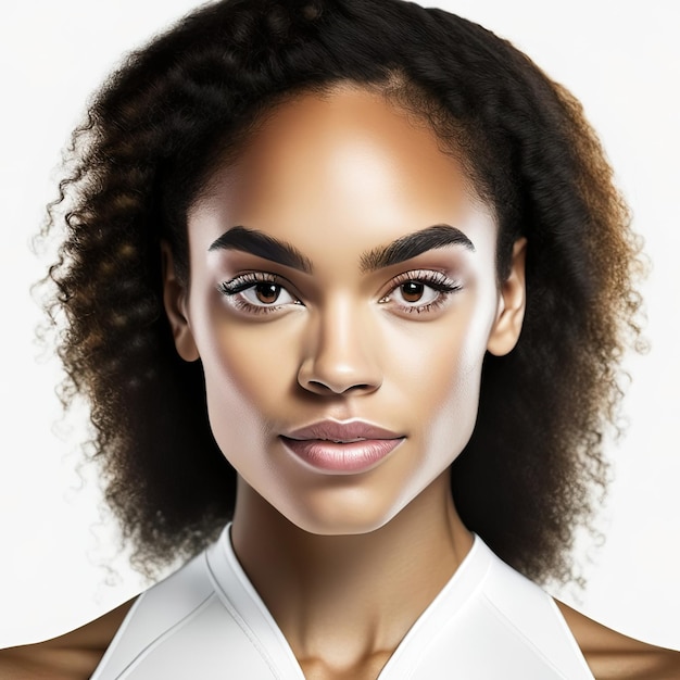 Foto retrato beleza jovem com pele ideal para produtos de beleza Generative AI