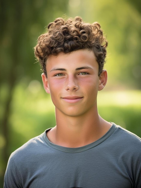 Foto de retrato de cabello ondulado masculino adolescente sudafricano