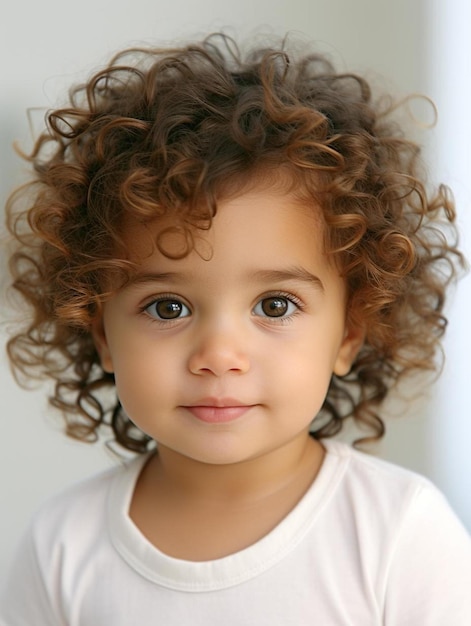 Foto de retrato de cabello ondulado masculino niño malasio