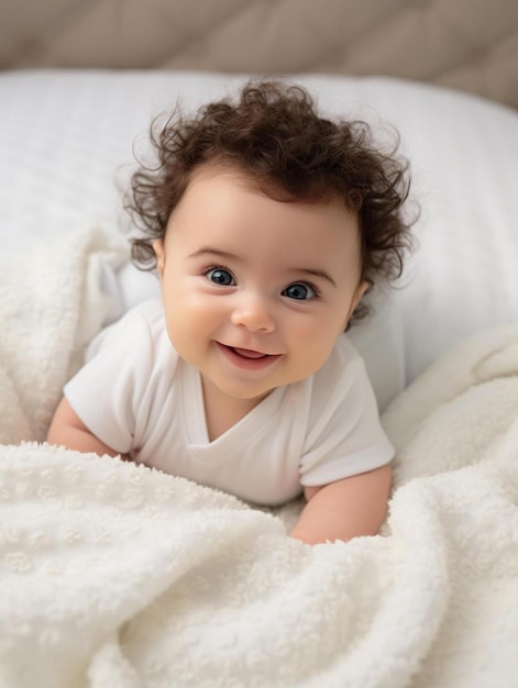 Foto de retrato de cabello rizado femenino infantil neozelandés