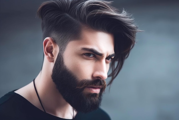 Foto foto retrato de um homem com barba e penteado moderno