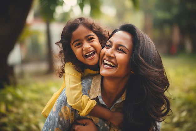 Foto de retrato de la familia de madre e hija.