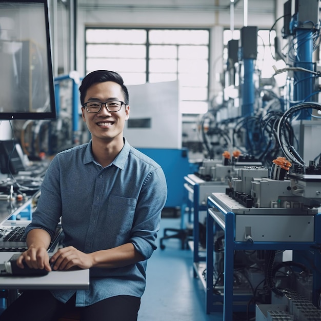 Foto retrato ingeniero masculino