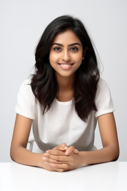 Foto de retrato de una joven y hermosa niña india