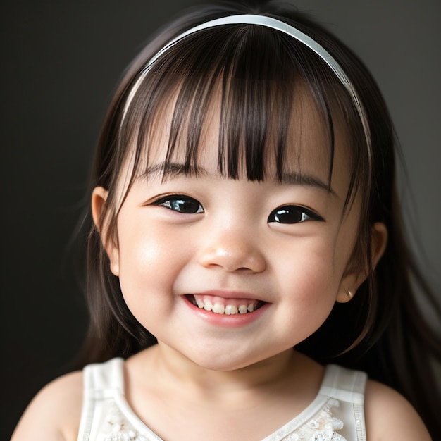 Foto de retrato de un lindo y hermoso bebé niño sonriendo ante la cámara