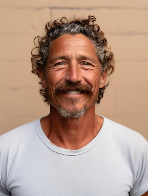 Foto de retrato de un macho adulto mexicano de mediana edad ondulado