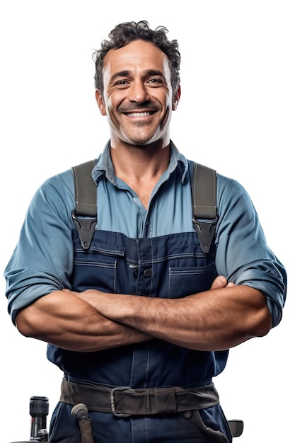 Una foto de retrato de un mecánico sonriente realista