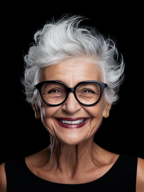 Foto de retrato de mujer adulta mayor argentina con cabello ondulado