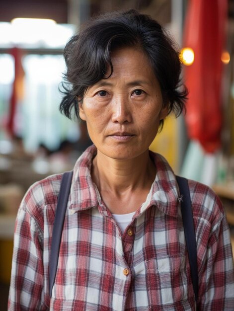 Foto de retrato de una mujer adulta tailandesa de mediana edad recta