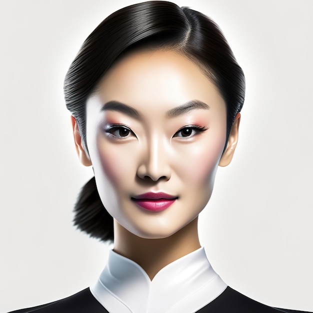 Foto de retrato de mujer asiática joven para productos de belleza IA generativa