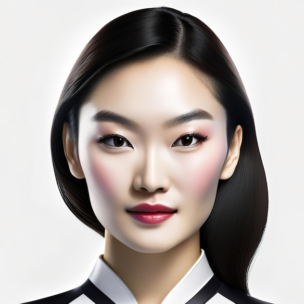 Foto de retrato de mujer asiática joven para productos de belleza IA generativa