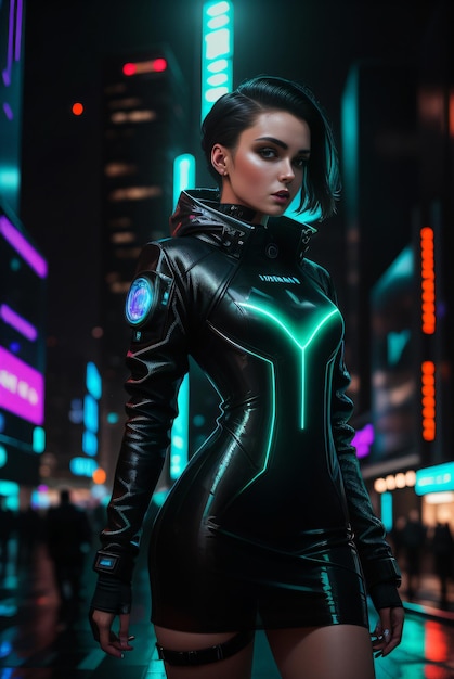 Foto de retrato de mujer cyberpunk