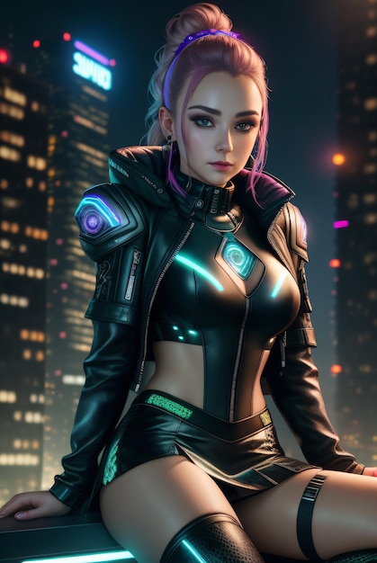 Foto de retrato de mujer cyberpunk